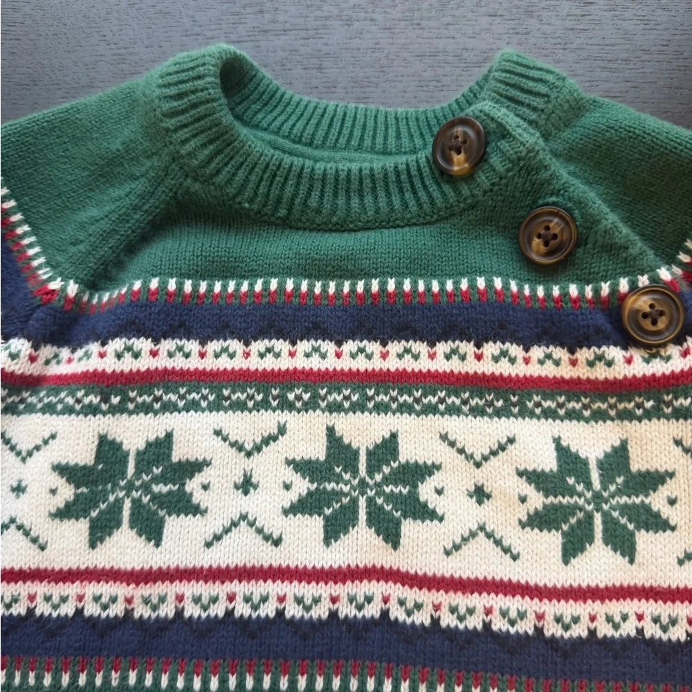 Gymboree Green & Navy Fair Isle Crewneck Sweater